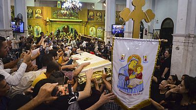 Церемония прощания с жертвами пожара в церкви Святого Меркурия Цезарийского в Каире, 14 августа 2022 г.