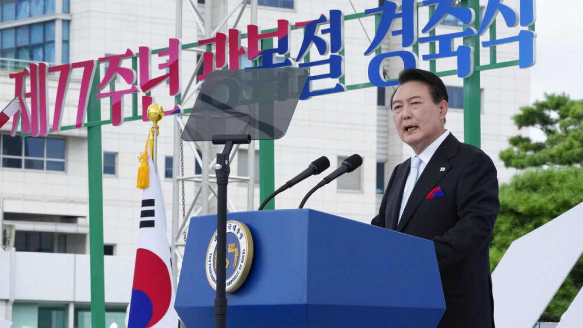 Le Président sud-coréen Yook Suk-Yeol à Séoul le 15 août 2022