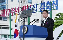 El presidente de Corea del Sur, Yoon Suk-yeol, durante su discurso