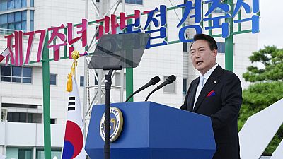 El presidente de Corea del Sur, Yoon Suk-yeol, durante su discurso