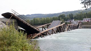 Le pont de Tretten qui s'est effondré en Norvège, le lundi 15 août 2022.