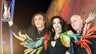 Svika Pick (left), pictured with Dana International (center), who won the Eurovision Song Contest in 1998