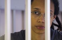 Brittney Griner is appearing in court via video link from prison.