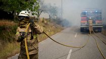 Un pompier près de Ansiao dans le centre du Portugal - 14 juillet 2022