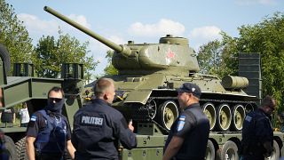 The statue of the tank was located near the Estonian border city of Narva.