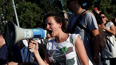 Protesters in Budapest amass for the second time in less than a week after logging regulations were loosened. Protesters in Budapest amass for the second time in less than a week after logging regulations were loosened.