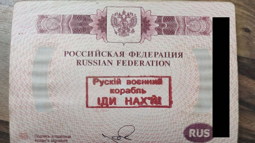 ‘Go f*** yourself’: Snake Island riposte stamped on Russian’s passport