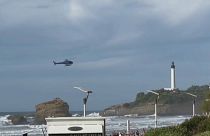 Un hélicoptère de la Gendarmerie nationale en opération de sauvetage à Biarritz, Pyrénées-Atlantiques, le 20 août 2022.