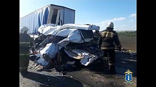 Accidente de tráfico en Uliánovsk, Rusia
