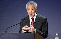 Singapore Prime Minster Lee Hsien Loong delivering a speech in May 2022