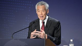 Singapore Prime Minster Lee Hsien Loong delivering a speech in May 2022