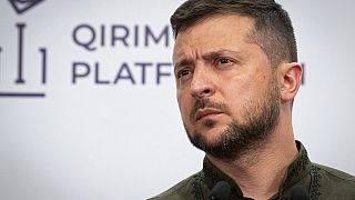 Volodymyr Zelenslyy, le 23 août 2022 lors de la plateforme de Crimée, à Kyiv, Ukraine