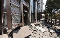 Bombázás után leomlott vakolat Kijevben