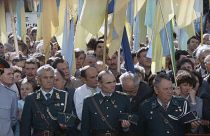 من مظاهرة مؤيدة لاستقلال أوكرانيا عام 1991 في العاصمة كييف