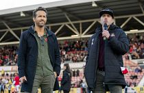 Ryan Reynolds, left, and Rob McElhenney in a scene from the docuseries "Welcome to Wrexham"