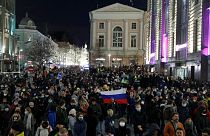 People attend an opposition rally in Moscow in April 2021.