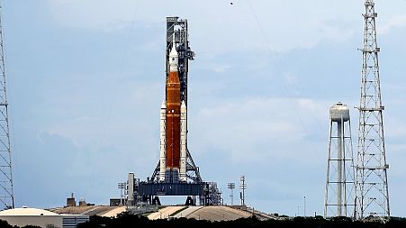 The SLS rocket ready for launch at the Kennedy Space Centre, Sunday, Aug. 28, 2022, in Cape Canaveral, Florida.