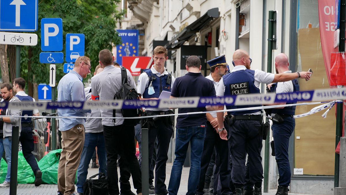 الشرطة تطوق مكان الحادث في العاصمة البلجيكية بروكسل 26/08/2022