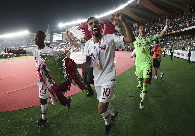 Qatar celebrate winning the Asian Cup in 2019