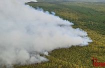 La colonna di fumo che si innalza nel cielo a causa di un incendio nella regione di Rjazan