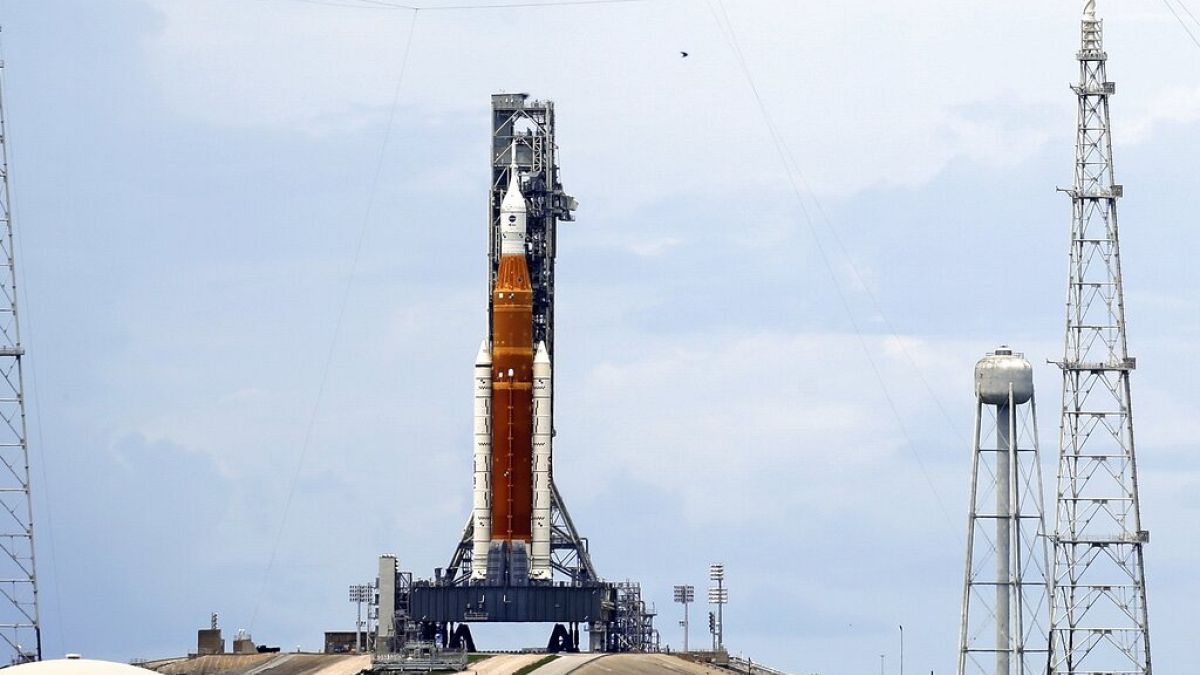 Plataforma de lanzamiento de Artemis 1 de la NASA en Cabo Cañaveral, Florida (EE.UU)