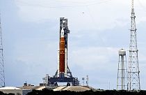 Plataforma de lanzamiento de Artemis 1 de la NASA en Cabo Cañaveral, Florida (EE.UU)
