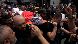 Egy palesztin férfi temetése Ciszjordániában