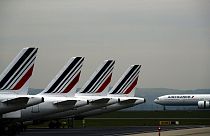 Air France Maschinen auf dem Rollfeld in Roissy, nahe Paris.