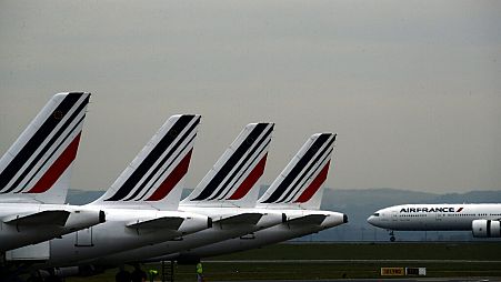 Air France planes are parked on the tarmac at Paris Charles de Gaulle airport, in Roissy, near Paris, May 17, 2019. 