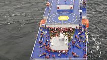 Operação de evacuação do ferryboat Stena Scandida, no Mar Báltico