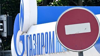 Archives : enseigne de Gazprom dans l'une des stations services à Moscou, le 11 juillet 2022