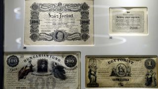 Régi bankjegyek az MNB pénzmúzeumában