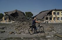 Destruição em Druzhkivka, região de Donetsk, Ucrânia