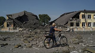 Destruição em Druzhkivka, região de Donetsk, Ucrânia