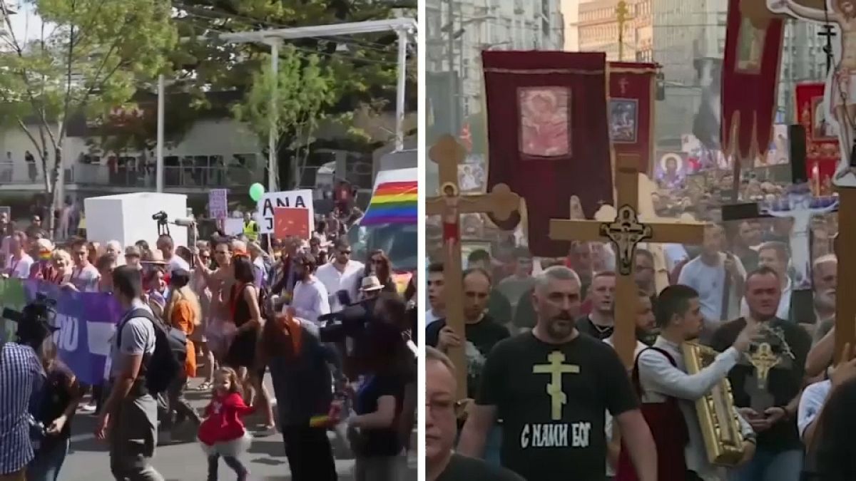 Befürworter und Gegner der Pride Week in Belgrad 
