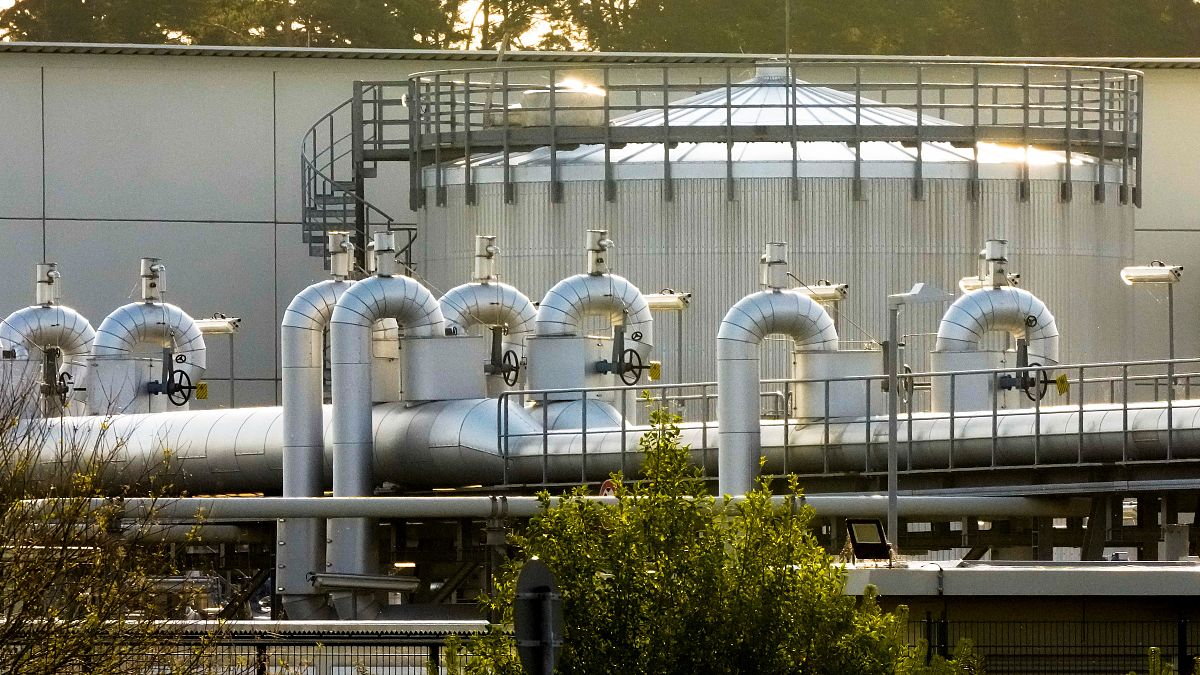 Az Északi Áramlat 1 gázvezeték csövei a németországi Lubminban