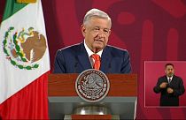 Andrés Manuel López Obrador, presidente de México, en su rueda de prensa diaria.