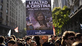 Un poster de Cristina Kirchner lors d'une manifestation de soutien, le 2 septembre 2022, Buenos Aires, Argentine
