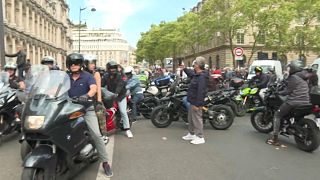 Motorcyclists protest in front of Paris' city hall over introduction of parking fees
