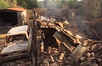 Une maison et voiture détruites à Bezruky dans la région de Kharkiv, en Ukraine le 4 septembre 2022.