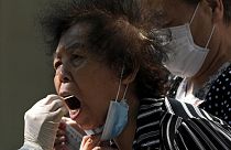 Eine Frau in Peking macht einen Routine-Covid-Test, 5. September 2022.