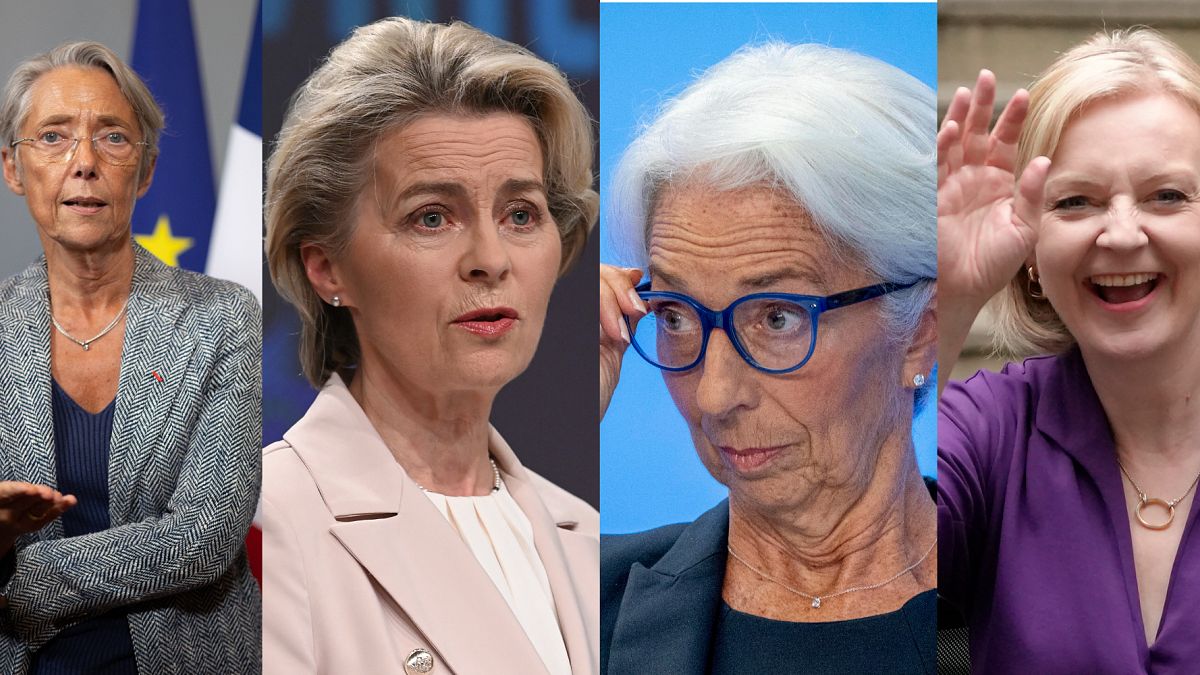 ليز تراس رئيسة الوزراء البريطانية، كريستين لاغارد رئيسة البنك المركزي الأوروبي، أورسولا فون دير لاين رئيسة المفوضية الأوروبية وإليزابيث بورن رئيسة الوزراء الفرنسية.  
