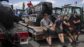 Dutch farmers protest against nitrogen and ammonia emissions cuts near the town of Drachten.