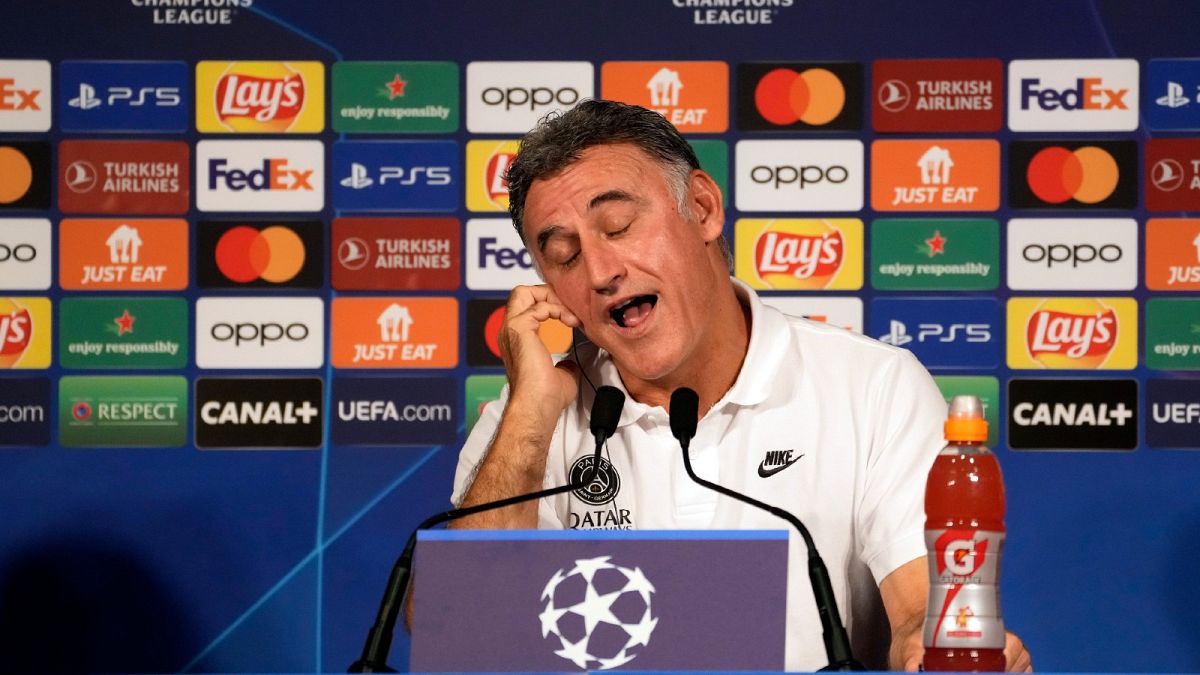 PSG coach Christophe Galtier at press conference before the Champions League clash with Juventus