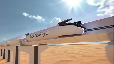 A rendering of the new 'FluxJet train,' which would be able to reach speeds of 1000 km per hour.