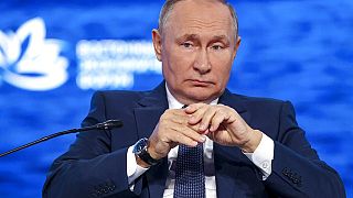 Putyin a vlagyivosztoki gazdasági fórumon 2022. szeptember 7-én