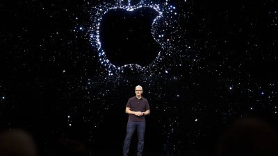 Apple CEO Tim Cook speaks at an Apple special event at Apple Park in Cupertino, California on September 7, 2022.