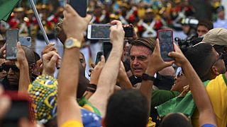 Jair Bolsonaro au milieu de ses supporters à Rio de Janeiro (Brésil), le 7 septembre 2022
