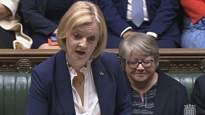 In this grab taken from video, Britain's Prime Minister Liz Truss speaks, during Prime Minister's Questions in the House of Commons, London, Wednesday, Sept. 7, 2022