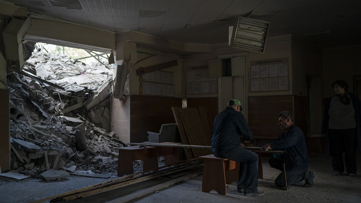 Lebombázott épület Kramatorskban